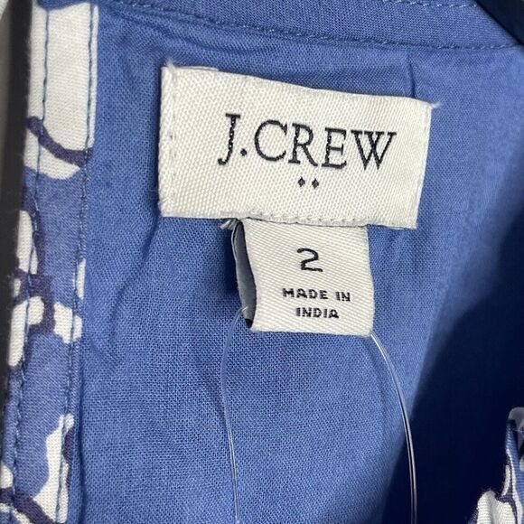 J.CREW Dress Women 2 Blue Floral Above Knee NEW Ruffle Trim Pockets CA214 - Picture 12 of 15